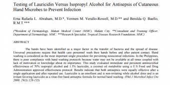 VM Safety and Efficacy of Monolaurin, a Coconut Oil Extract vs. Ethyl Alcohol Rinse-Free Hand Antiseptic Gels on MMC Personnel’s Hands and Microbial Isolates